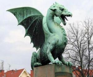 пазл Скульптура крылатый дракон